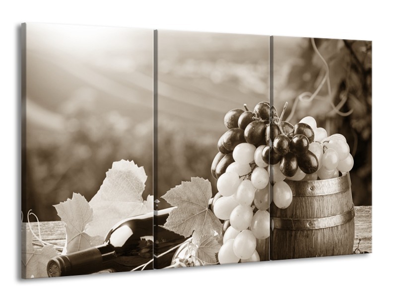 Glasschilderij Druiven, Keuken | Sepia | 165x100cm 3Luik