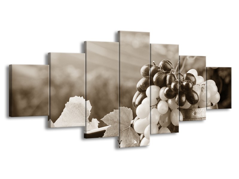 Glasschilderij Druiven, Keuken | Sepia | 210x100cm 7Luik