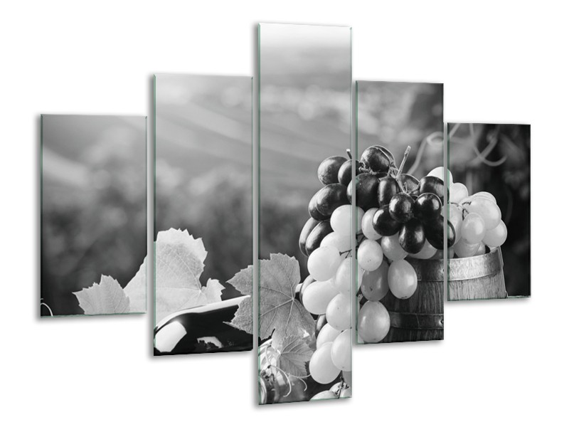 Glasschilderij Druiven, Keuken | Zwart, Grijs | 100x70cm 5Luik