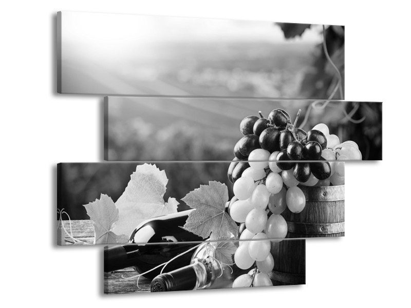 Glasschilderij Druiven, Keuken | Zwart, Grijs | 115x85cm 4Luik