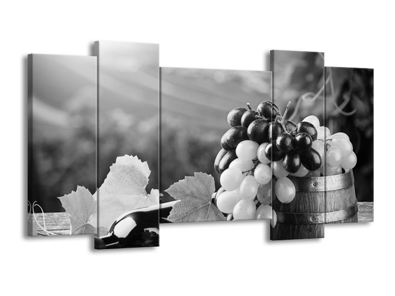 Glasschilderij Druiven, Keuken | Zwart, Grijs | 120x65cm 5Luik