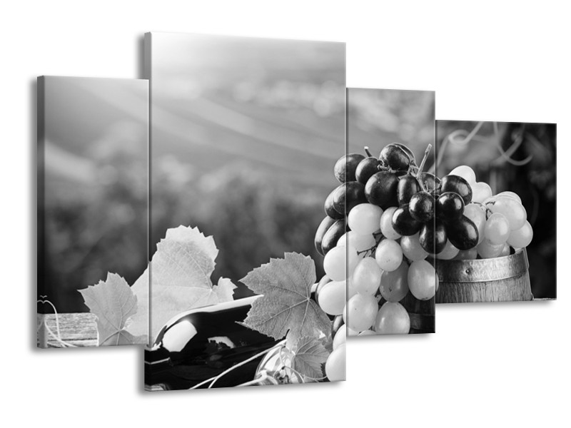 Glasschilderij Druiven, Keuken | Zwart, Grijs | 120x75cm 4Luik