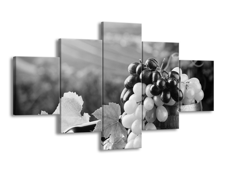 Glasschilderij Druiven, Keuken | Zwart, Grijs | 125x70cm 5Luik