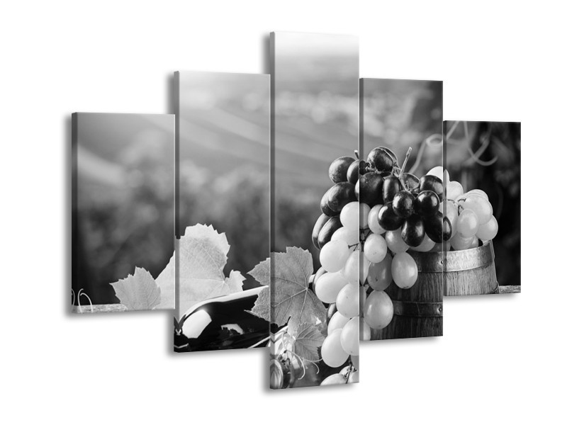 Glasschilderij Druiven, Keuken | Zwart, Grijs | 150x105cm 5Luik