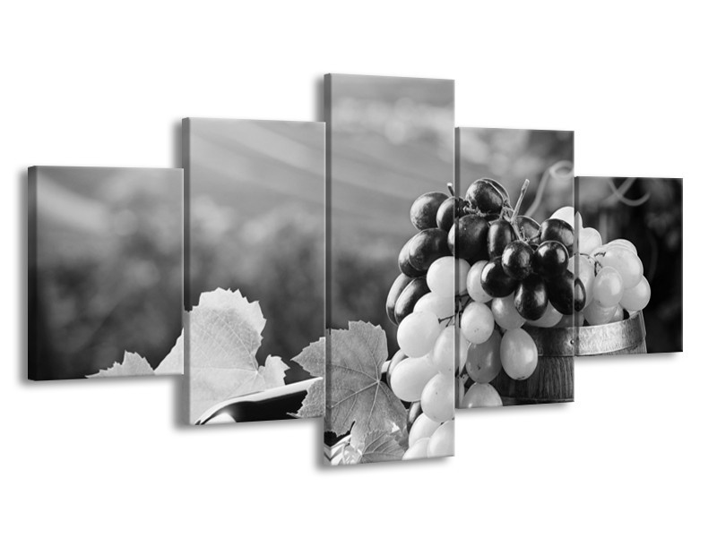 Glasschilderij Druiven, Keuken | Zwart, Grijs | 150x80cm 5Luik