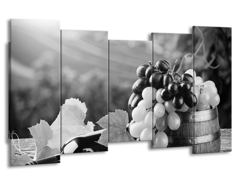 Glasschilderij Druiven, Keuken | Zwart, Grijs | 150x80cm 5Luik