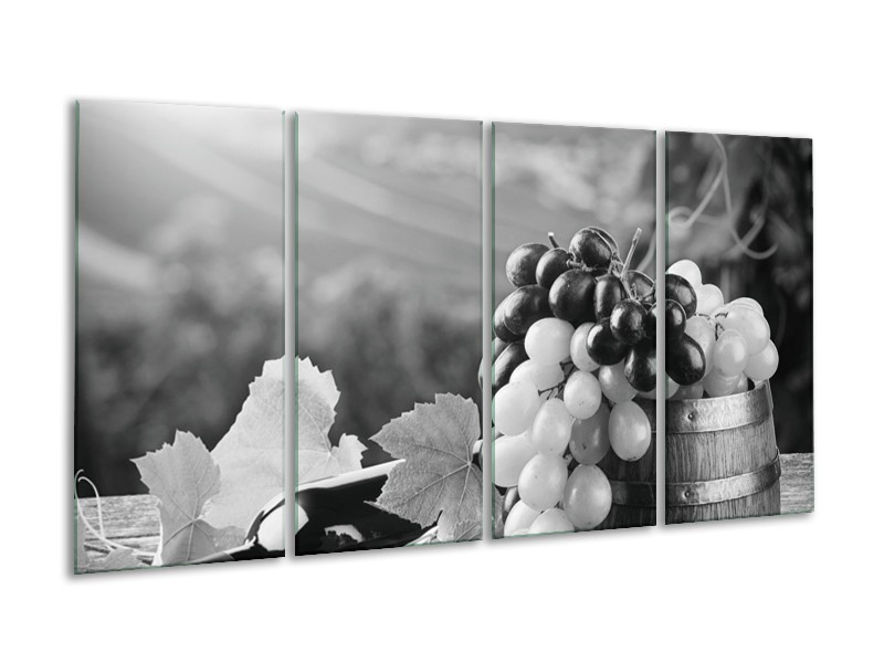 Glasschilderij Druiven, Keuken | Zwart, Grijs | 160x80cm 4Luik