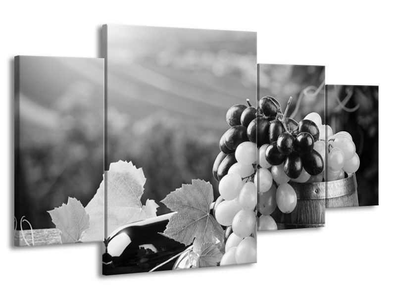 Glasschilderij Druiven, Keuken | Zwart, Grijs | 160x90cm 4Luik