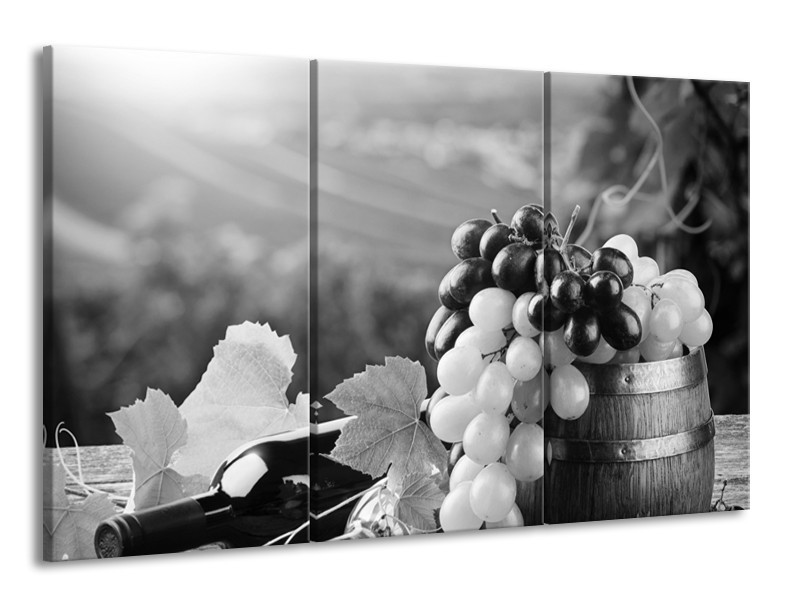 Glasschilderij Druiven, Keuken | Zwart, Grijs | 165x100cm 3Luik
