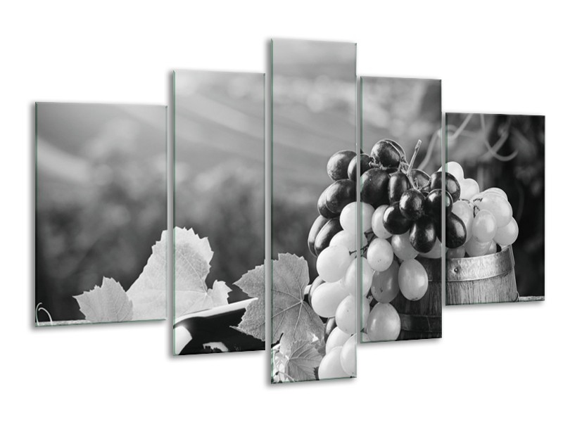 Glasschilderij Druiven, Keuken | Zwart, Grijs | 170x100cm 5Luik