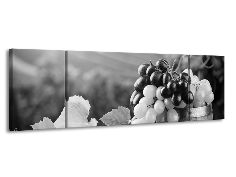 Glasschilderij Druiven, Keuken | Zwart, Grijs | 170x50cm 3Luik