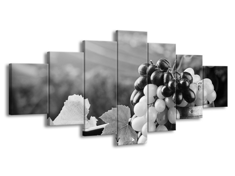 Canvas Schilderij Druiven, Keuken | Zwart, Grijs | 210x100cm 7Luik