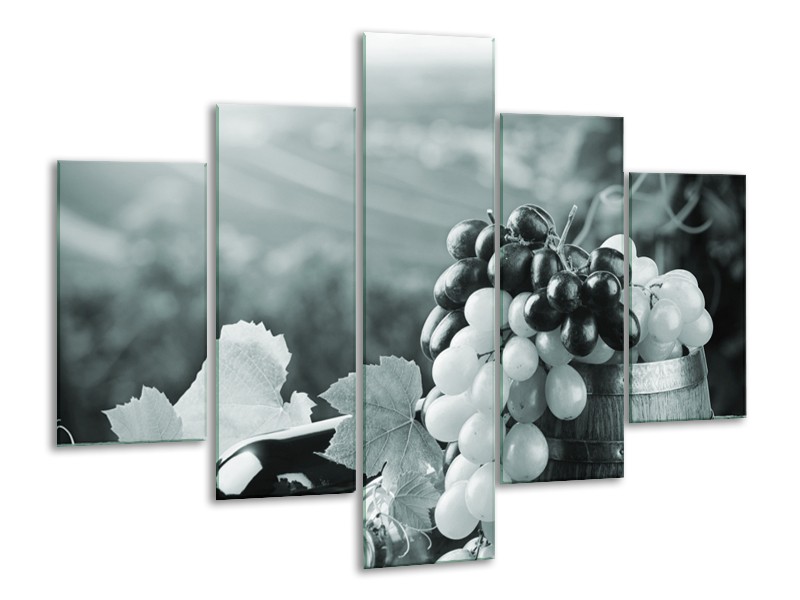 Glasschilderij Druiven, Keuken | Grijs, Groen | 100x70cm 5Luik