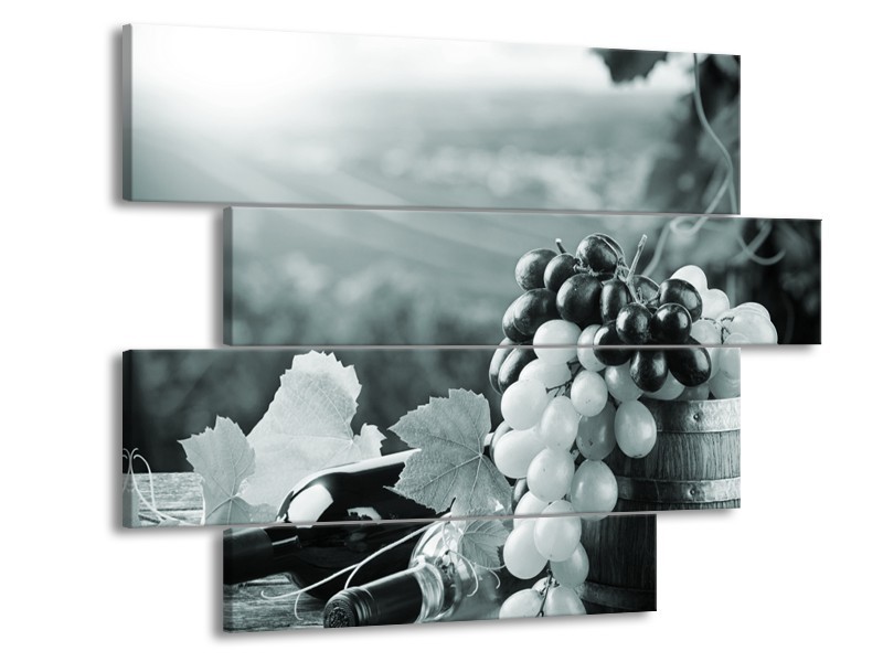 Glasschilderij Druiven, Keuken | Grijs, Groen | 115x85cm 4Luik