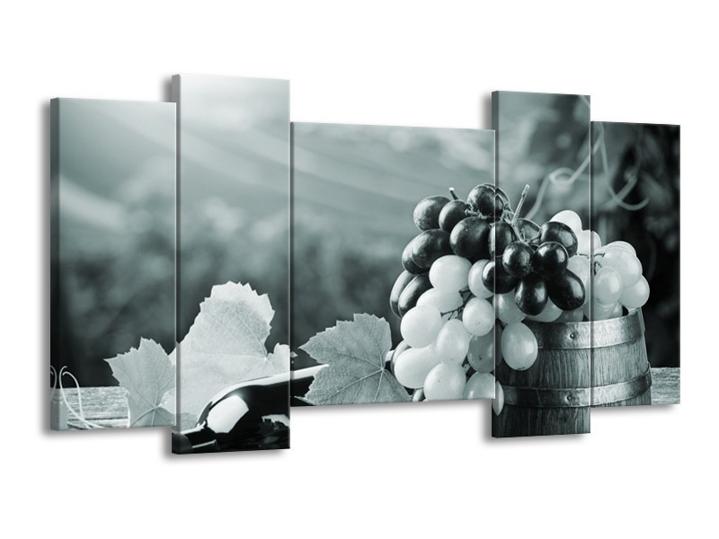 Glasschilderij Druiven, Keuken | Grijs, Groen | 120x65cm 5Luik