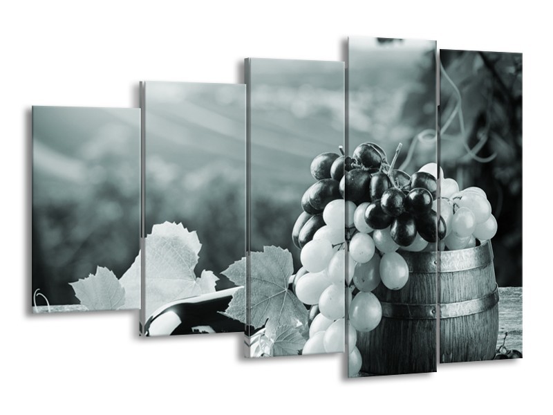Glasschilderij Druiven, Keuken | Grijs, Groen | 150x100cm 5Luik