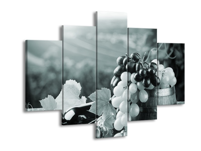 Glasschilderij Druiven, Keuken | Grijs, Groen | 150x105cm 5Luik