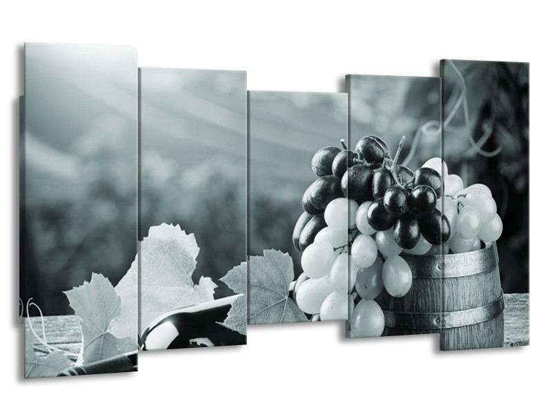 Glasschilderij Druiven, Keuken | Grijs, Groen | 150x80cm 5Luik