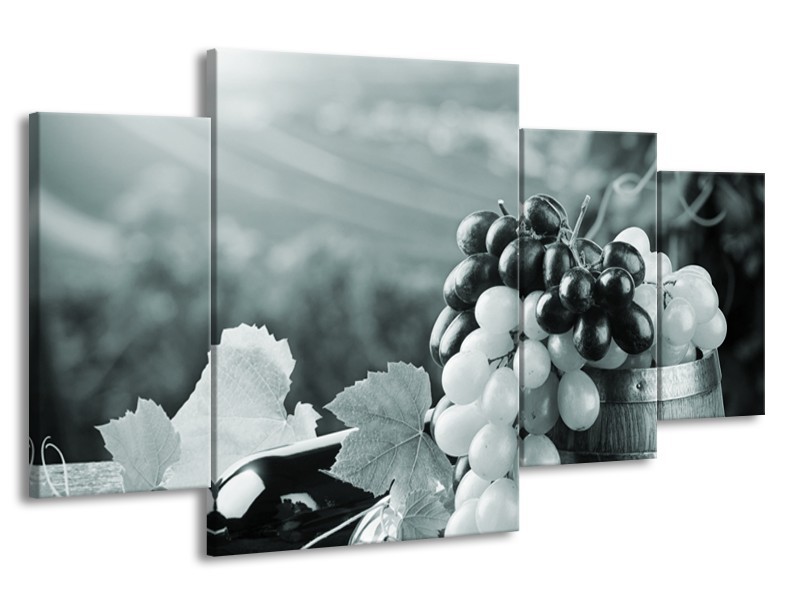 Glasschilderij Druiven, Keuken | Grijs, Groen | 160x90cm 4Luik