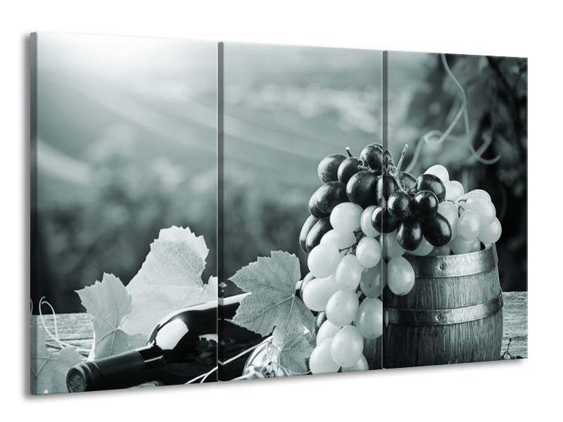 Glasschilderij Druiven, Keuken | Grijs, Groen | 165x100cm 3Luik