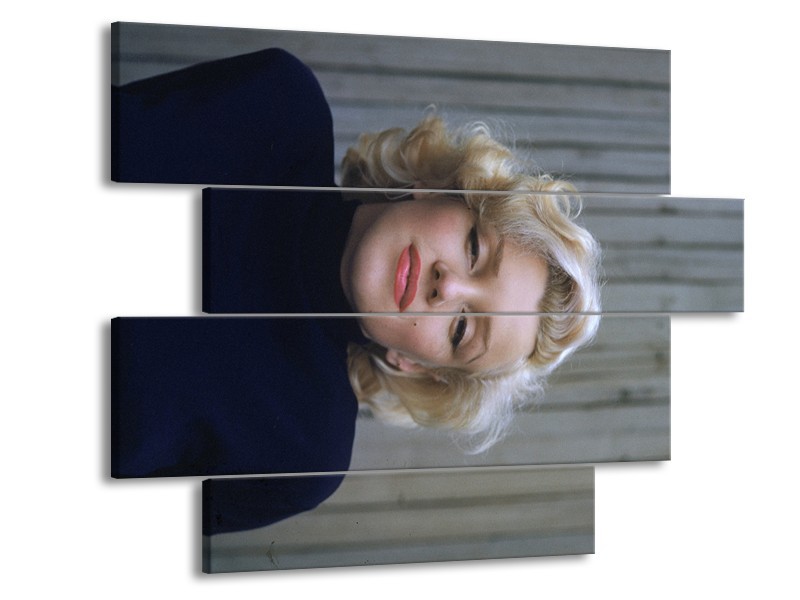 Glasschilderij Marilyn Monroe | Zwart, Crème , Grijs | 115x85cm 4Luik