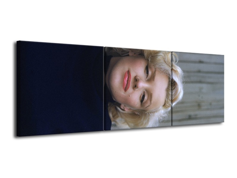 Canvas Schilderij Marilyn Monroe | Zwart, Crème, Grijs | 120x40cm 3Luik