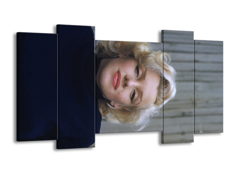 Canvas Schilderij Marilyn Monroe | Zwart, Crème, Grijs | 120x65cm 5Luik