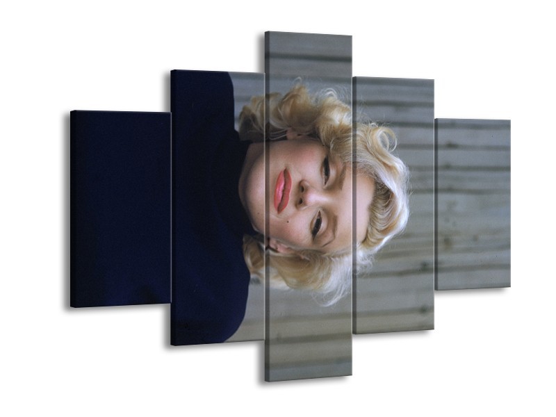 Glasschilderij Marilyn Monroe | Zwart, Crème , Grijs | 150x105cm 5Luik