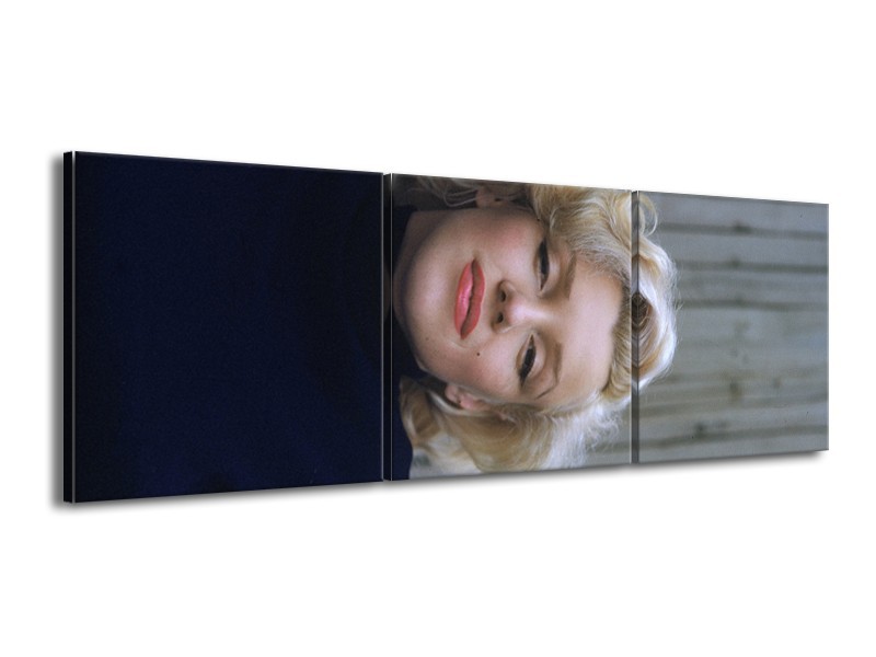 Canvas Schilderij Marilyn Monroe | Zwart, Crème, Grijs | 150x50cm 3Luik