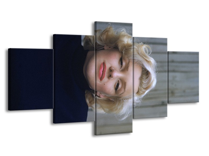 Glasschilderij Marilyn Monroe | Zwart, Crème , Grijs | 150x80cm 5Luik