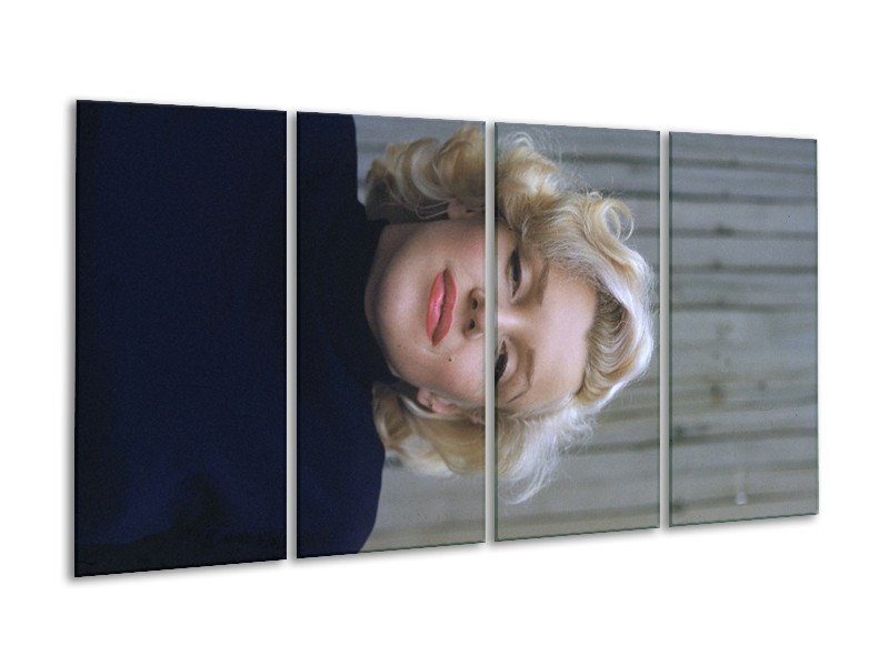 Glasschilderij Marilyn Monroe | Zwart, Crème , Grijs | 160x80cm 4Luik