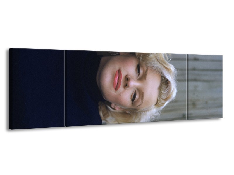 Glasschilderij Marilyn Monroe | Zwart, Crème , Grijs | 170x50cm 3Luik