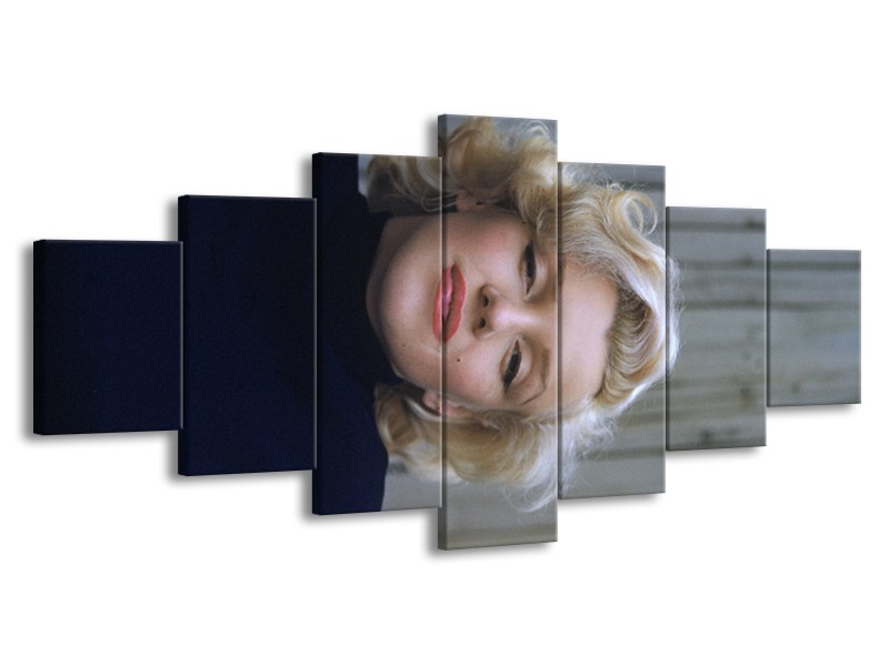 Glasschilderij Marilyn Monroe | Zwart, Crème , Grijs | 210x100cm 7Luik