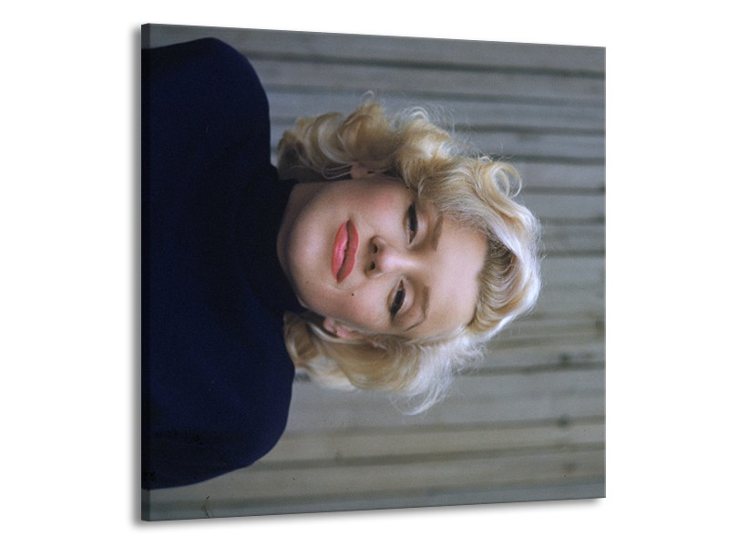 Glasschilderij Marilyn Monroe | Zwart, Crème , Grijs | 50x50cm 1Luik