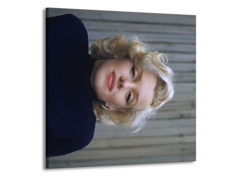 Glasschilderij Marilyn Monroe | Zwart, Crème , Grijs | 70x70cm 1Luik