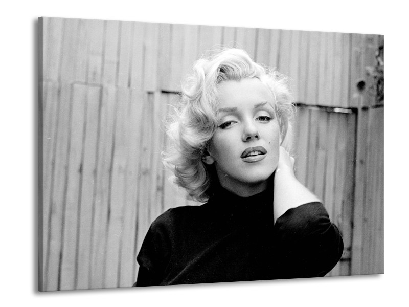 Glasschilderij Marilyn Monroe | Zwart, Wit, Grijs | 100x70cm 1Luik