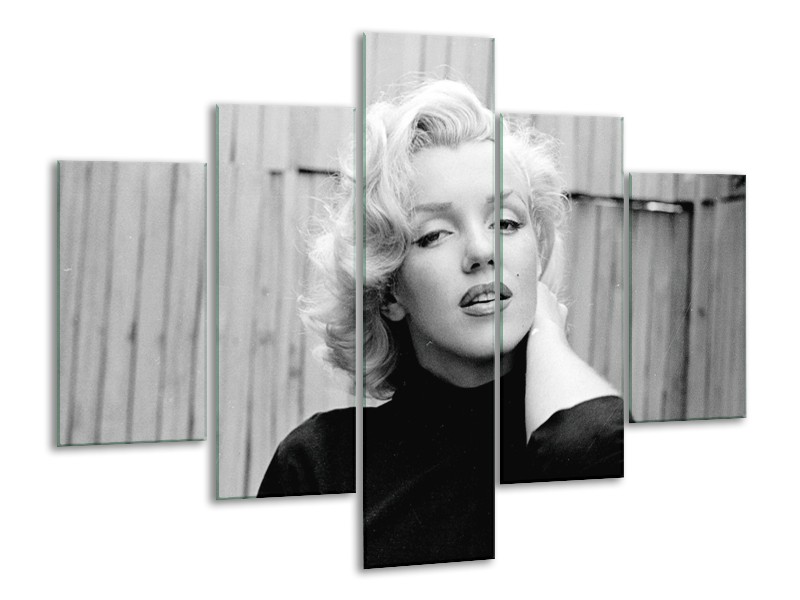 Glasschilderij Marilyn Monroe | Zwart, Wit, Grijs | 100x70cm 5Luik