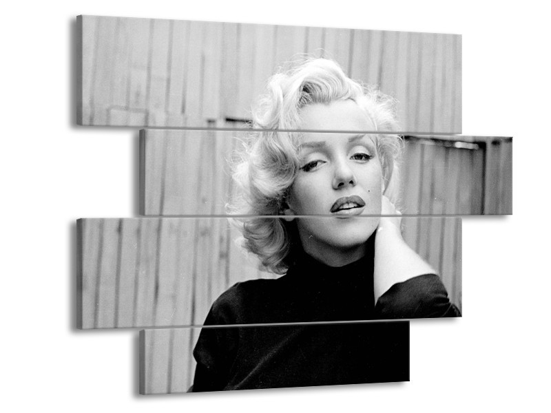 Glasschilderij Marilyn Monroe | Zwart, Wit, Grijs | 115x85cm 4Luik