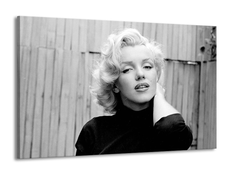 Canvas Schilderij Marilyn Monroe | Zwart, Wit, Grijs | 140x90cm 1Luik