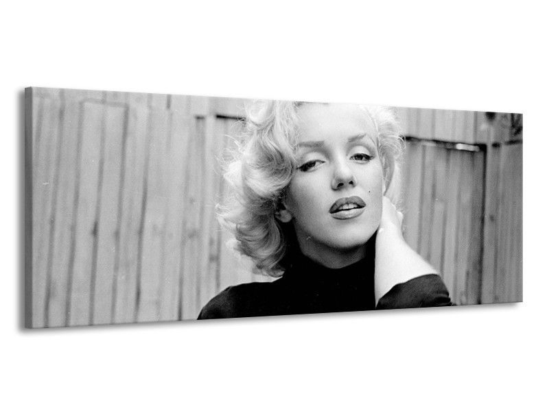 Canvas Schilderij Marilyn Monroe | Zwart, Wit, Grijs | 145x58cm 1Luik