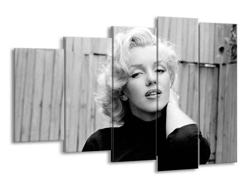 Glasschilderij Marilyn Monroe | Zwart, Wit, Grijs | 150x100cm 5Luik