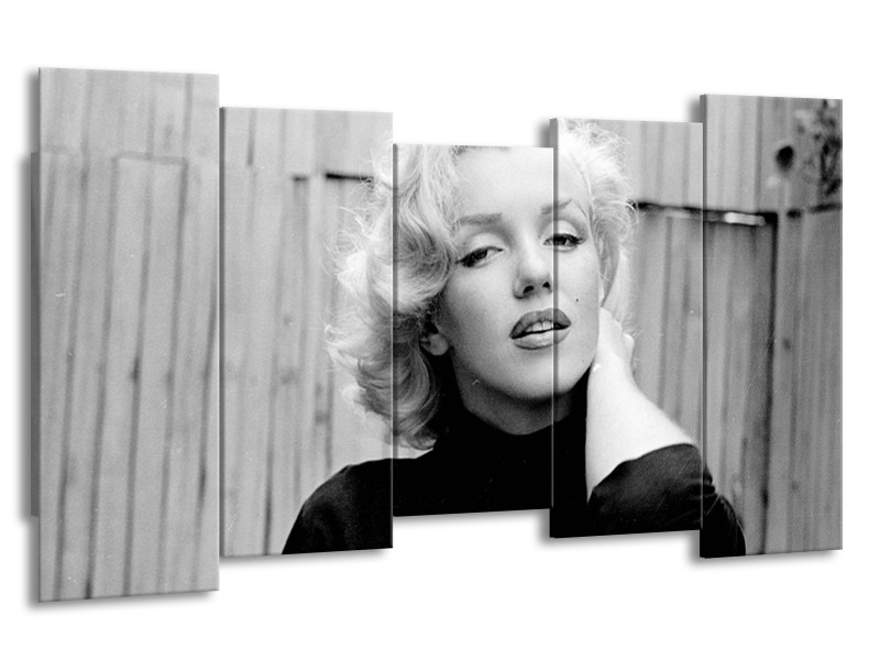 Glasschilderij Marilyn Monroe | Zwart, Wit, Grijs | 150x80cm 5Luik