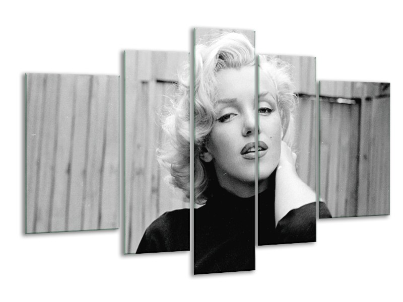 Glasschilderij Marilyn Monroe | Zwart, Wit, Grijs | 170x100cm 5Luik