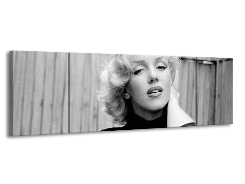 Glasschilderij Marilyn Monroe | Zwart, Wit, Grijs | 170x50cm 3Luik