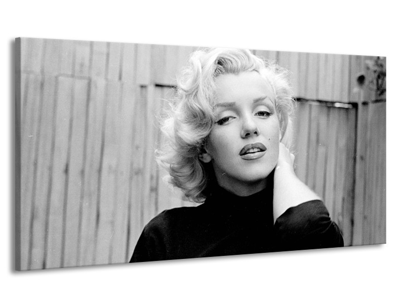 Canvas Schilderij Marilyn Monroe | Zwart, Wit, Grijs | 170x90cm 1Luik