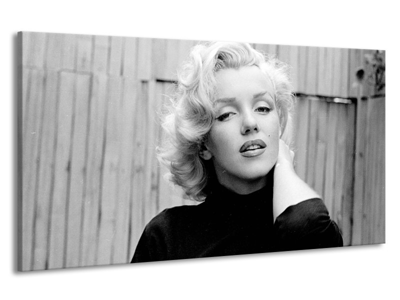 Canvas Schilderij Marilyn Monroe | Zwart, Wit, Grijs | 190x100cm 1Luik