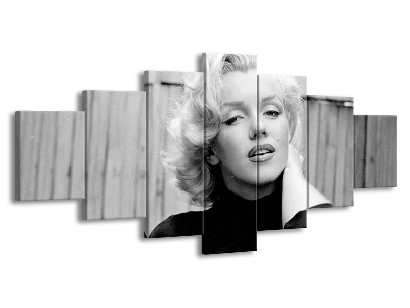 Glasschilderij Marilyn Monroe | Zwart, Wit, Grijs | 210x100cm 7Luik