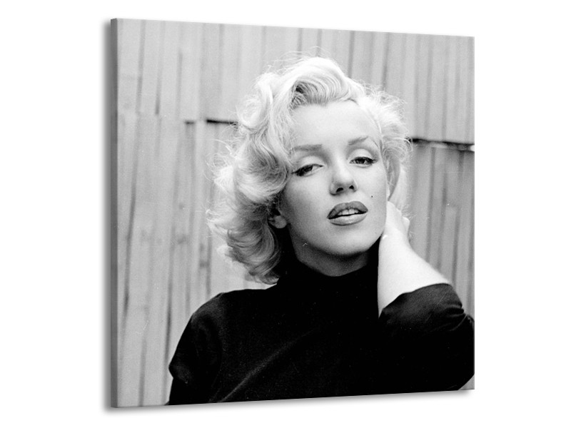 Canvas Schilderij Marilyn Monroe | Zwart, Wit, Grijs | 50x50cm 1Luik