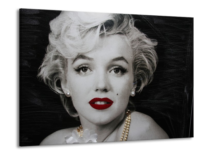 Canvas Schilderij Marilyn Monroe | Zwart, Wit, Grijs | 100x70cm 1Luik