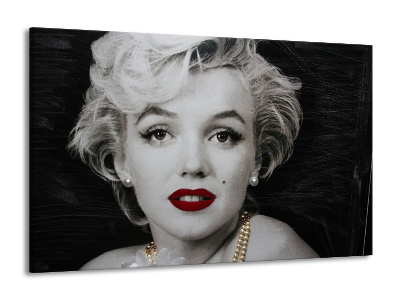 Glasschilderij Marilyn Monroe | Zwart, Wit, Grijs | 140x90cm 1Luik